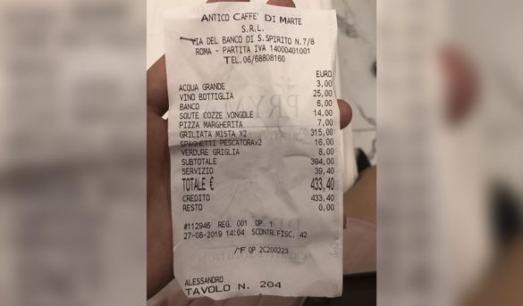 Restaurante de Roma se enfrenta a una ola de quejas de turistas después de que una cuenta de US$ 470 se volviera viral