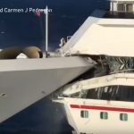 VIDEO | Choque de dos cruceros durante maniobra para atracar