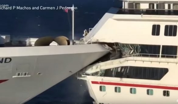 VIDEO | Choque de dos cruceros durante maniobra para atracar