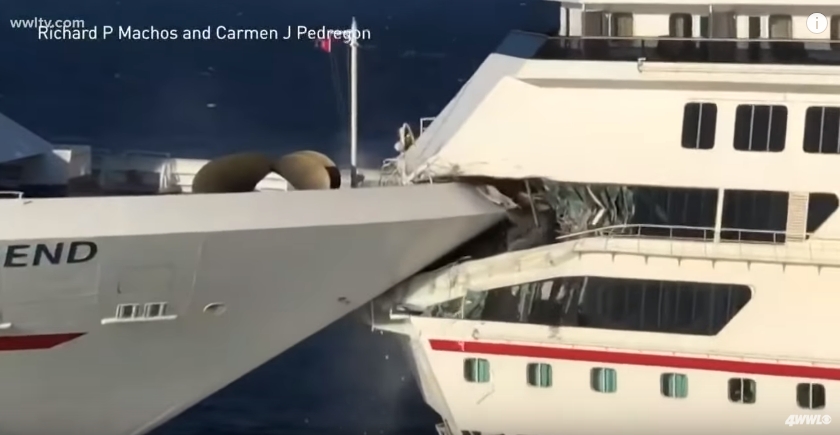 VIDEO | Choque de dos cruceros durante maniobra para atracar