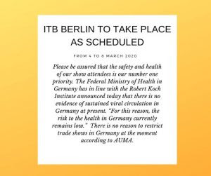 Afirman ITB-Berlín “tendrá lugar tal y como estaba programada”