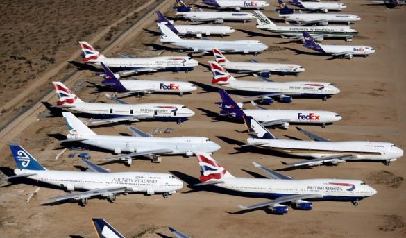 Desierto de California, el mayor parking de aviones por el Covid-19