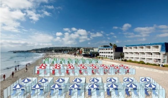 Encerrados en cubos para evitar contagios: la idea para ir a la playa