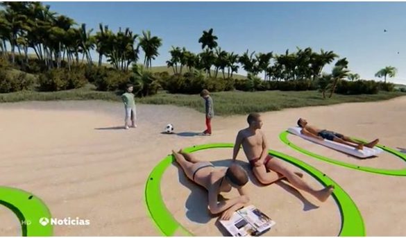 Crean aro  permite respetar la distancia de seguridad en la playa