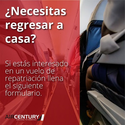 Aerolínea dominicana Air Century dispone de un formulario para organizar vuelos ferries de repatriación