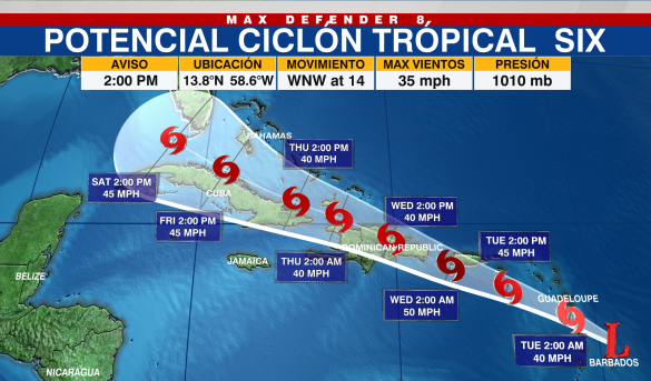 Fred potencial ciclón categoría seis