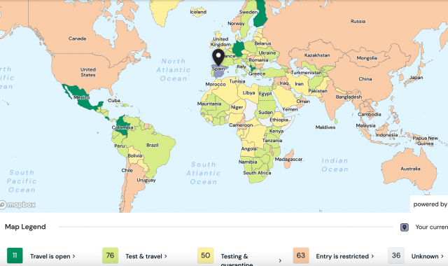 El mapa de países según el grado de restricción a los viajes
